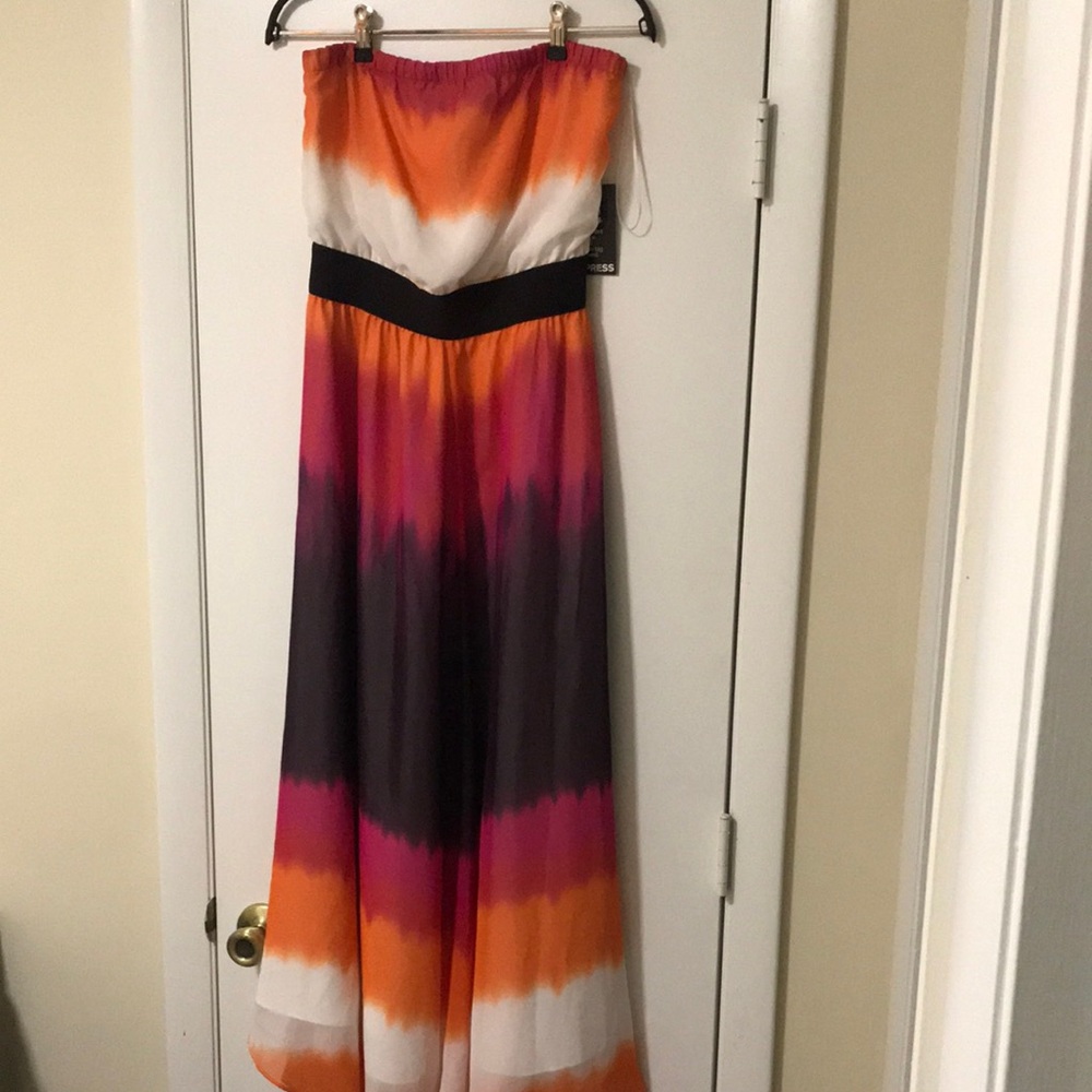 Rare Express Multicolor Strapless Maxi Dress